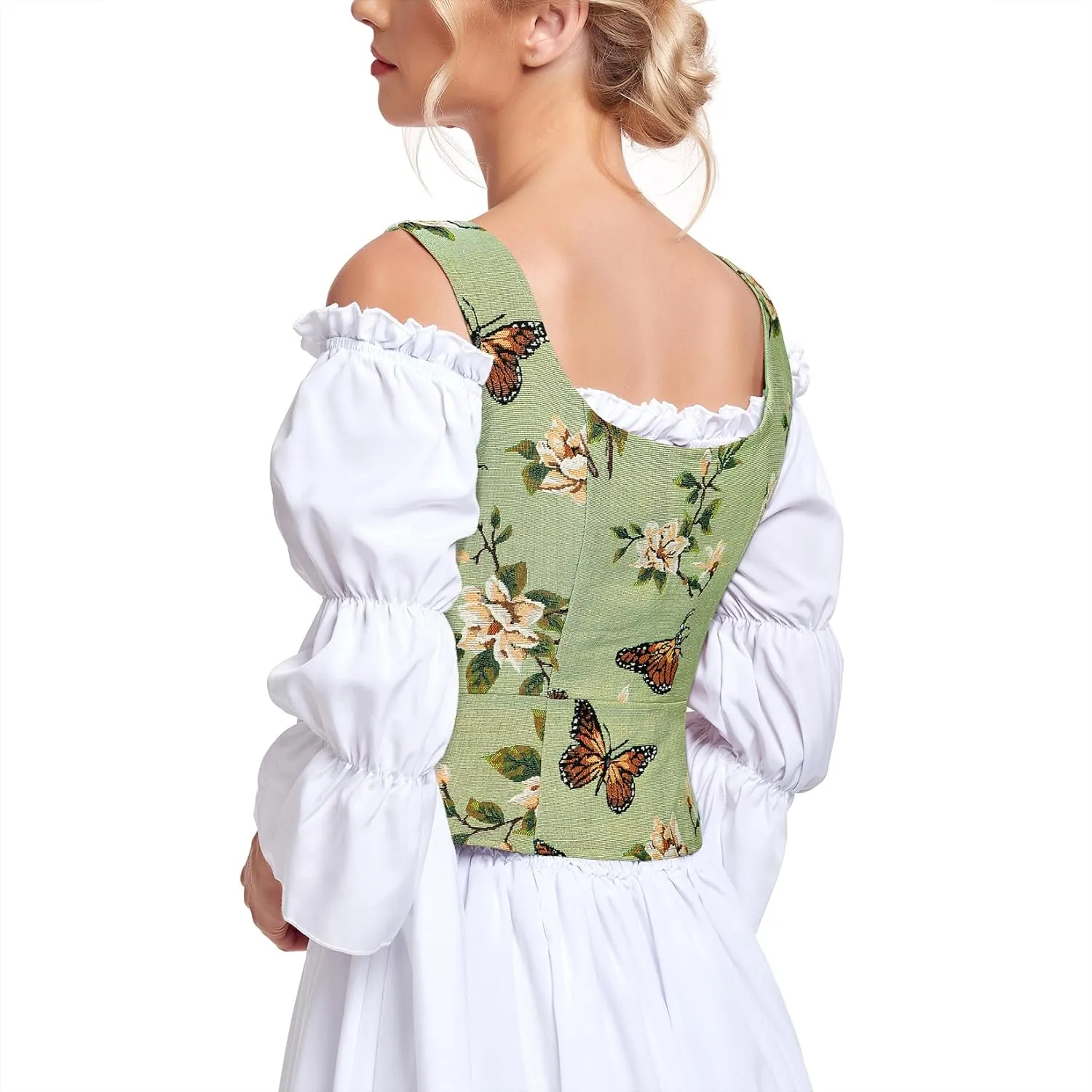Century Star Renaissance Costume Women Pirate Medieval Viking Floral Corset Top Ren Faire Vest Victorian Plus Size Bodice