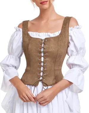Century Star Renaissance Costume Women Pirate Medieval Viking Floral Corset Top Ren Faire Vest Victorian Plus Size Bodice