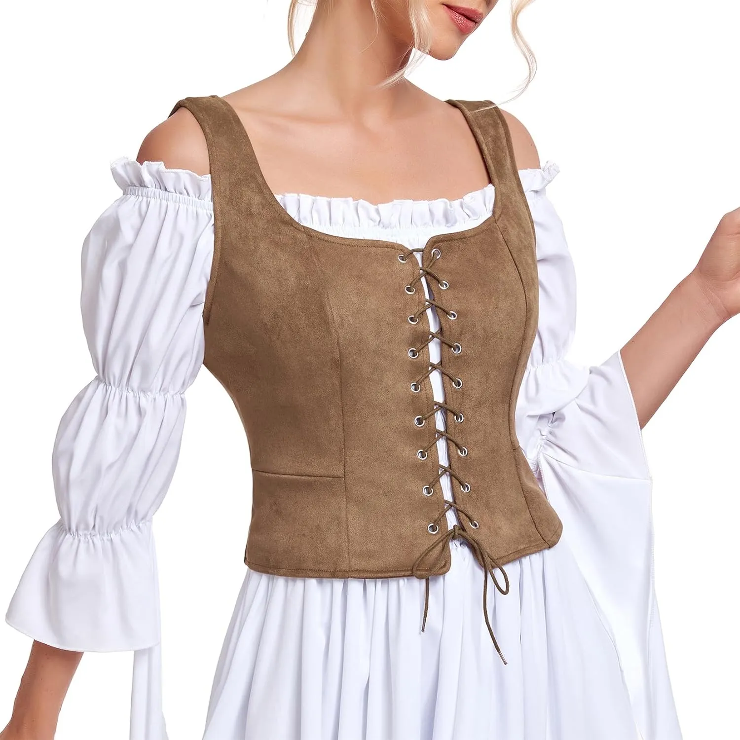 Century Star Renaissance Costume Women Pirate Medieval Viking Floral Corset Top Ren Faire Vest Victorian Plus Size Bodice
