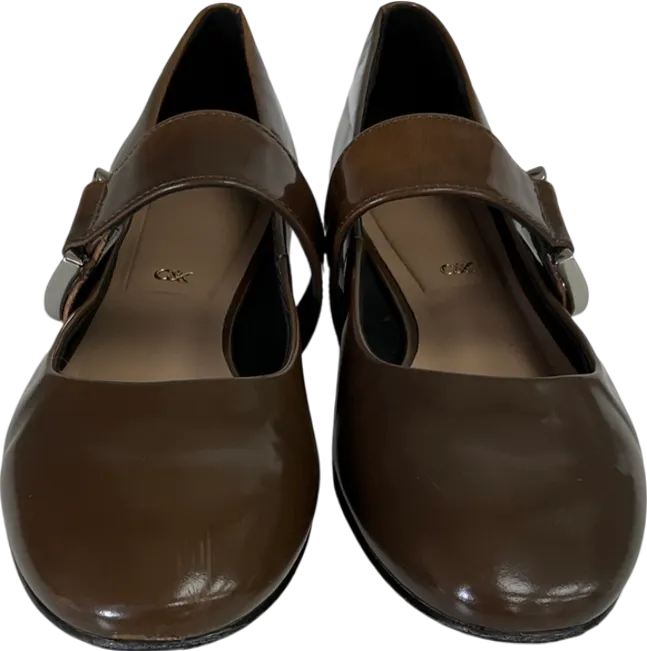 Charles & Keith Brown Gabine Leather Mary Janes UK 4 EU 37 