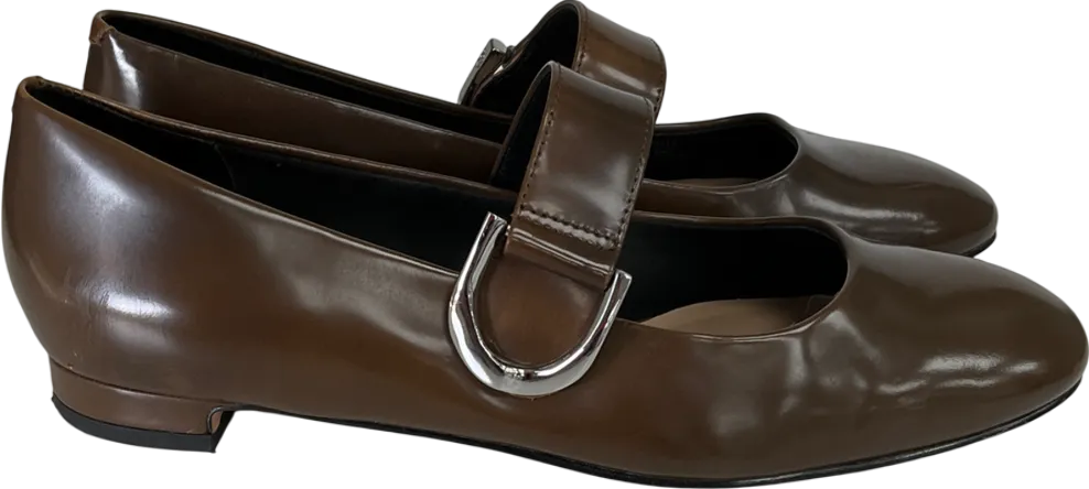 Charles & Keith Brown Gabine Leather Mary Janes UK 4 EU 37 