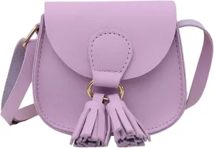 Children Bag Cute Bags Tassel Bag PU Messenger Bag Fashion Shoulder Bag Birthday Gift Small Shoulder (Purple, One Size)