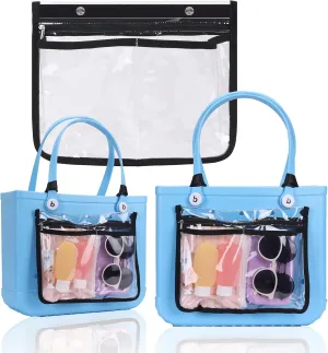 Clear Bogg Pouch for Bogg Bag Accessories Clear Beach Tote Bag Storage Travel Cosmetic Organizer (Black)