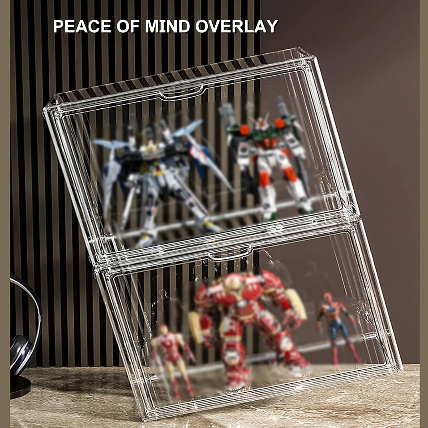 Clear Display Case Magnetic Closure Display Case Stackable Clear Storage for Figures Collectibles Shoes Book Cosmetic Purse Handbag Quick Installation ( Size : 1plus )