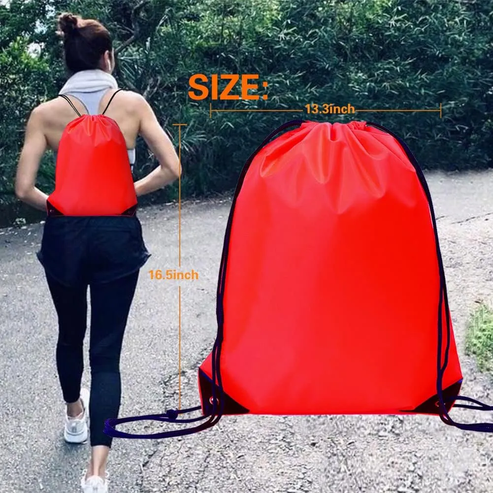 CODOBON 20 Pcs Drawstring Bags, Bulk Draw String Backpack, Cinch Polyester Bag for Gym Sport, Red