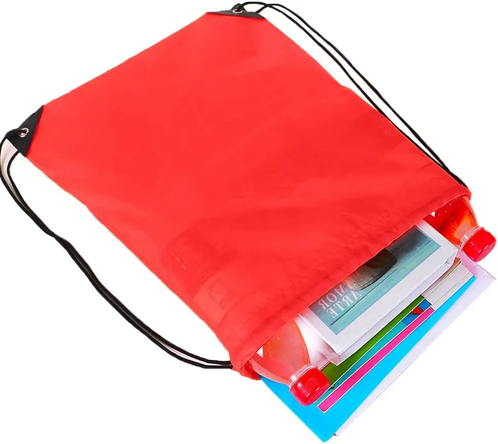 CODOBON 20 Pcs Drawstring Bags, Bulk Draw String Backpack, Cinch Polyester Bag for Gym Sport, Red