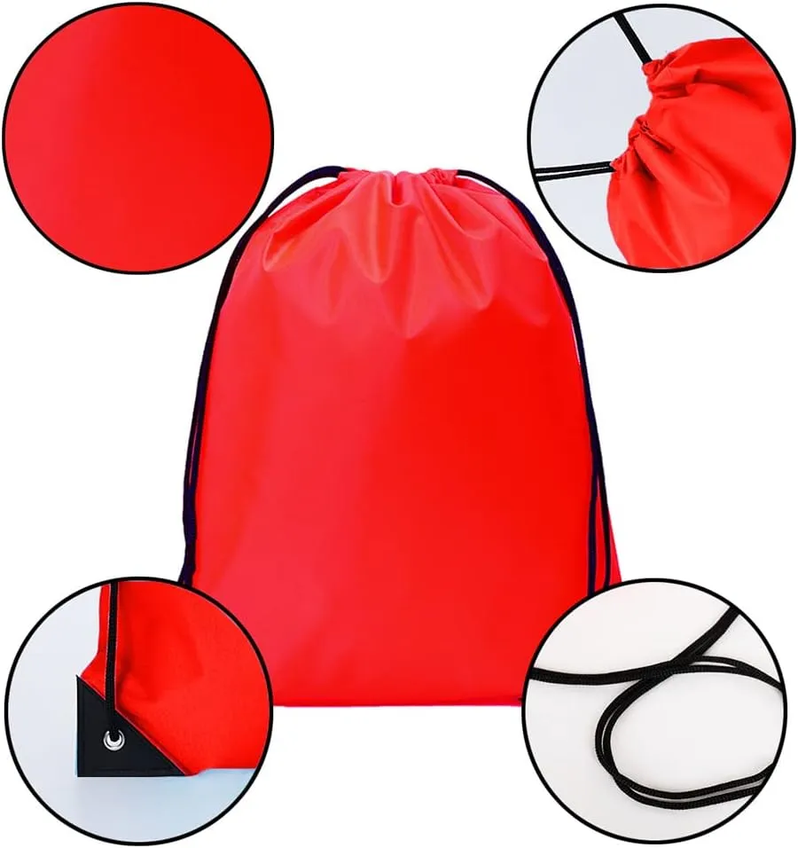 CODOBON 20 Pcs Drawstring Bags, Bulk Draw String Backpack, Cinch Polyester Bag for Gym Sport, Red