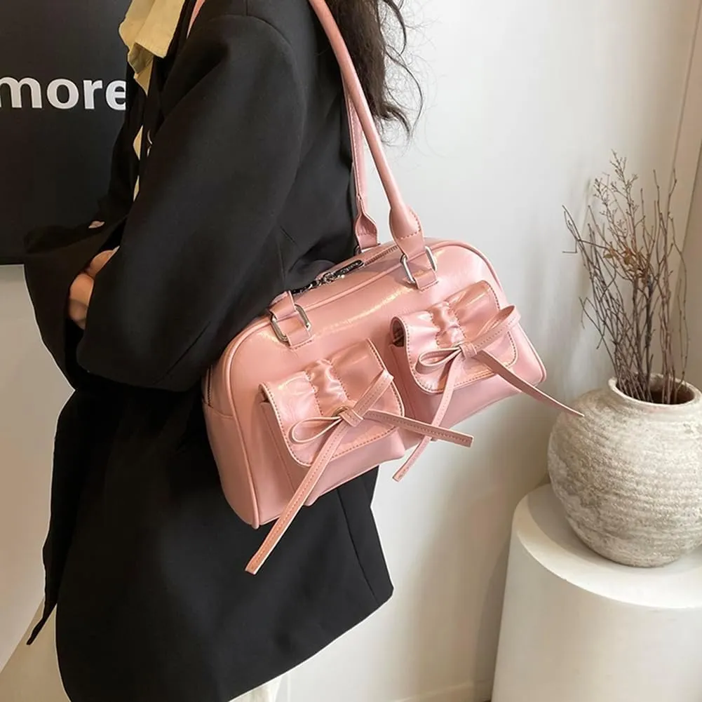 Coquette Purse Cute Bow Purse Aesthetic Kawaii Shoulder Bag Ita Bag Faux Leather Tote Bag Coquette Accessories