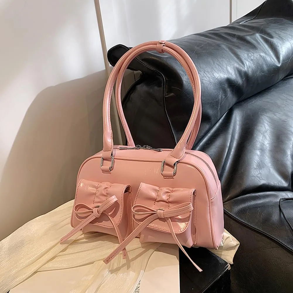Coquette Purse Cute Bow Purse Aesthetic Kawaii Shoulder Bag Ita Bag Faux Leather Tote Bag Coquette Accessories