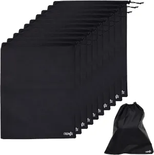 Cosmos 10 Pcs Non-Woven Travel Shoe Bags Shoe Organizer Pouch Storage String Bags with Dual Drawstring Closure for Travel Trip Carrying Packing, 17.5" x 13.5" (Black)