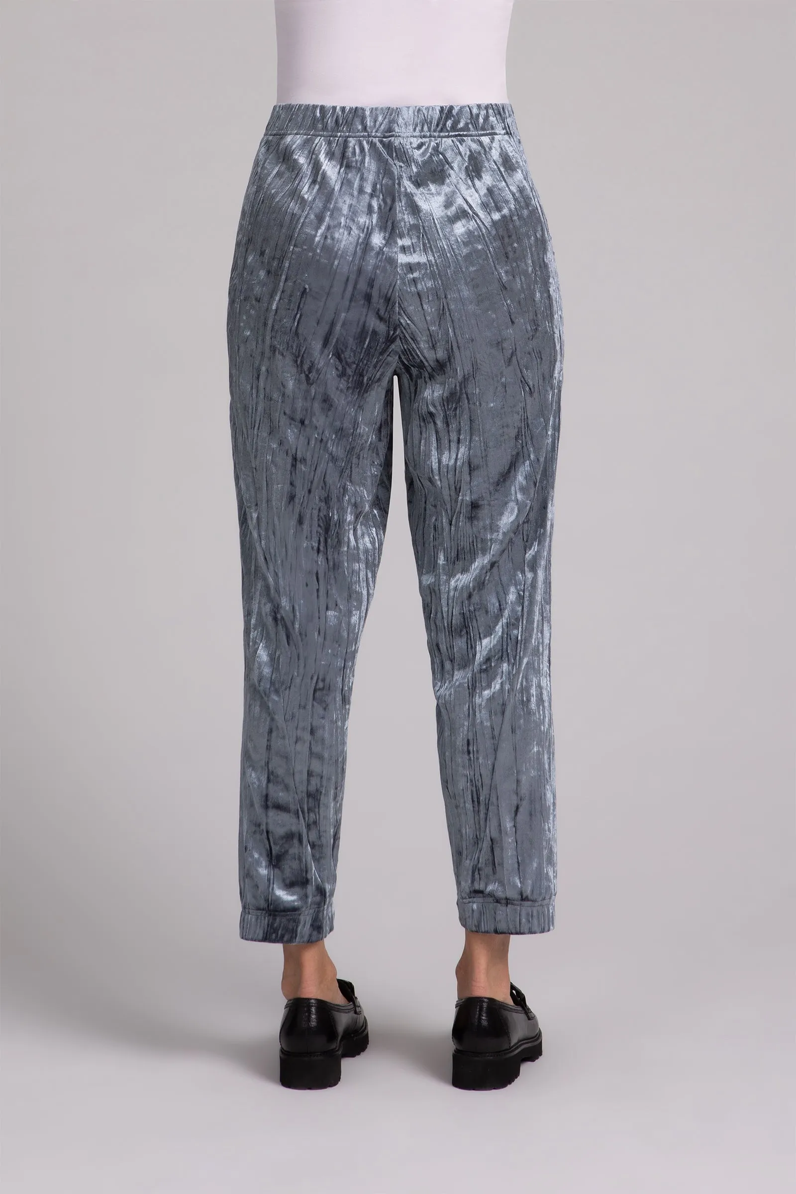 Crinkle Velvet Half Cuff Jogger Pant | Gunmetal