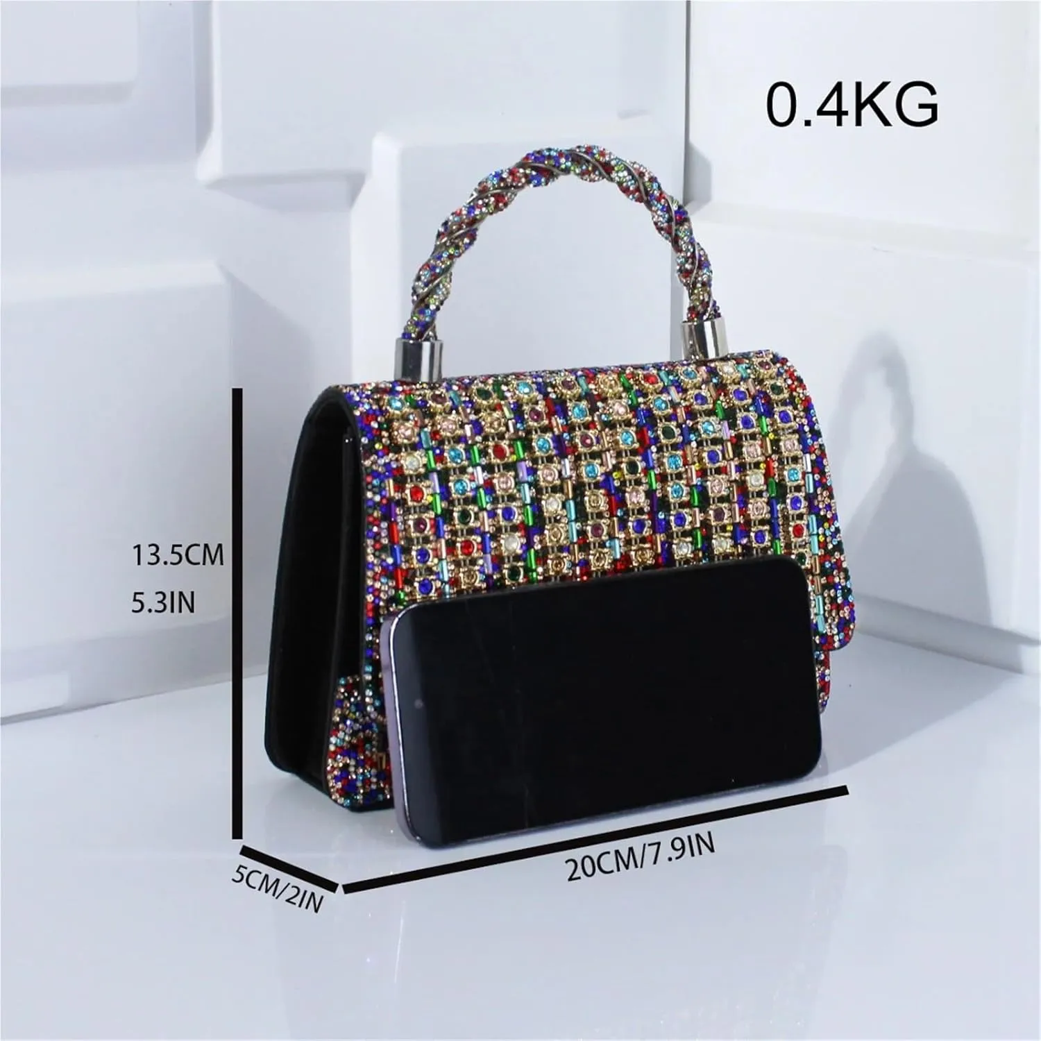 Crystal Handle Clutch Purse Female Rhinestone Bags Colored Diamond Tote Bag Chain Evening Dress Handbag