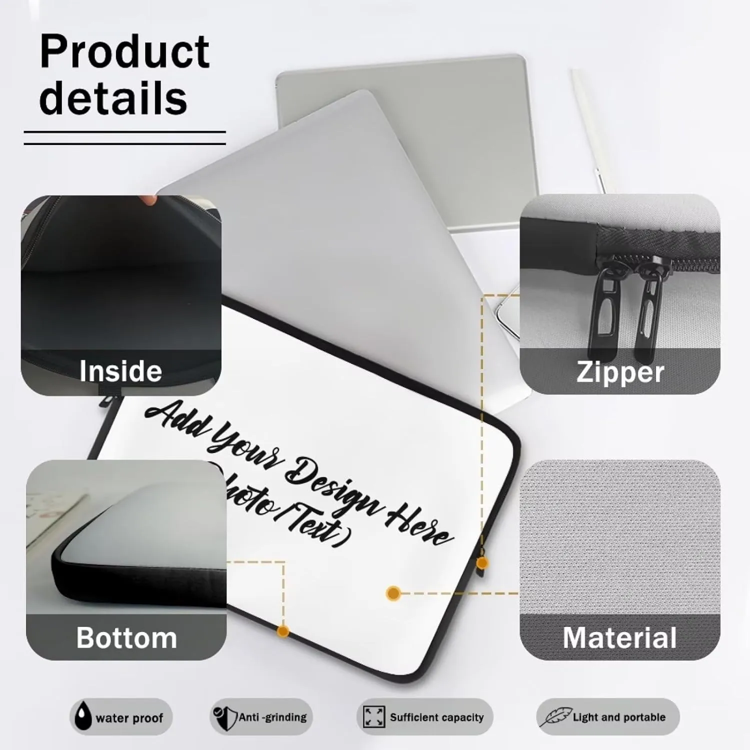 Custom Laptop Sleeves Compatible with 10-17 Inch Notebooks, Portable Tablet Accessories Case with Personalized Design