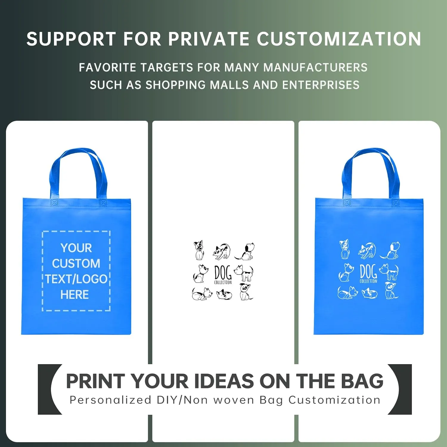 Custom Tote Bags Set of 50, Bulk Pack Grocery Shopping Travel Business Activities advertisement Reusable Bag
