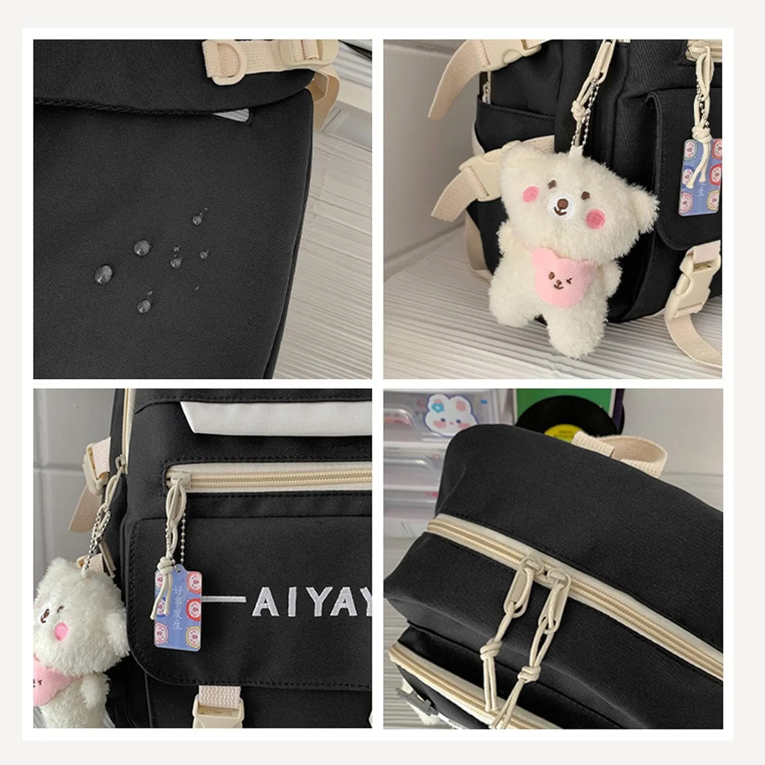 Cute Backpack Kawaii Backpack for School Aesthetic Backpack Kawaii School Supplies Cute Backpacks with Accessories (Pink)