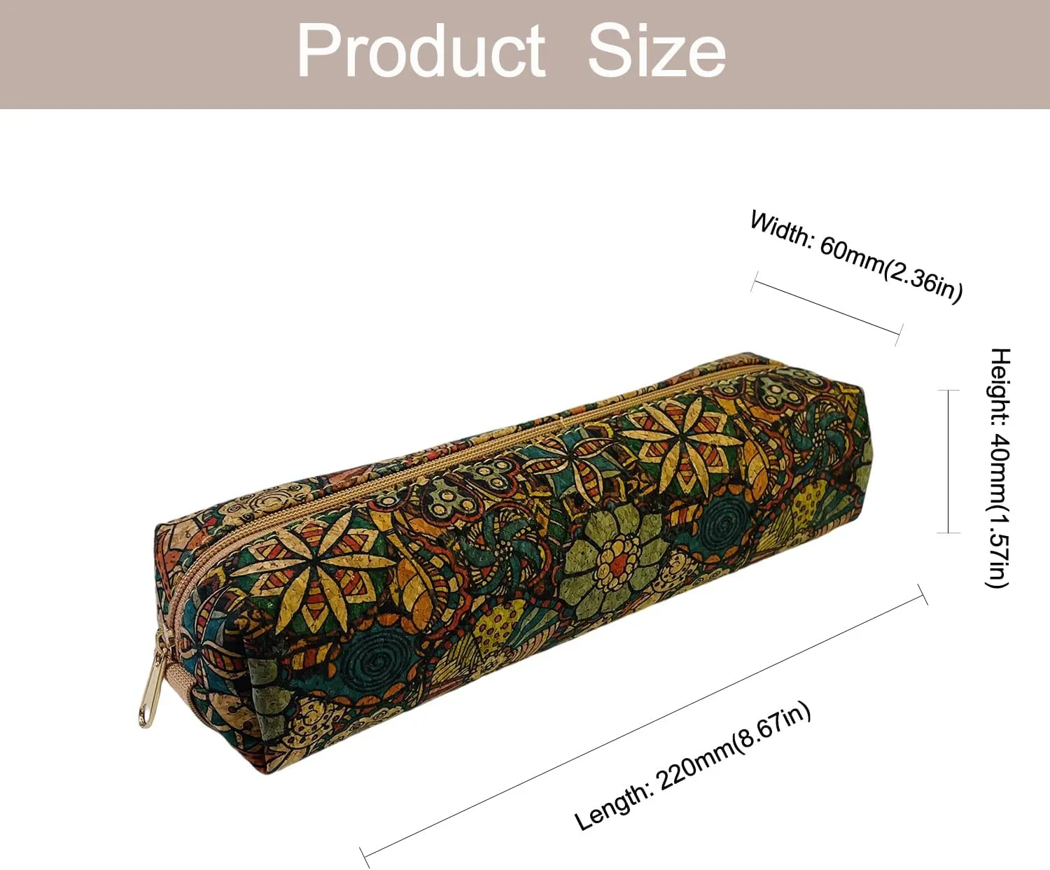 Cute Cork Printing Makeup Bag Small Cosmetic Bag, Aesthetic Pencil Pouch Toiletry for Women Travel Accessories (B)