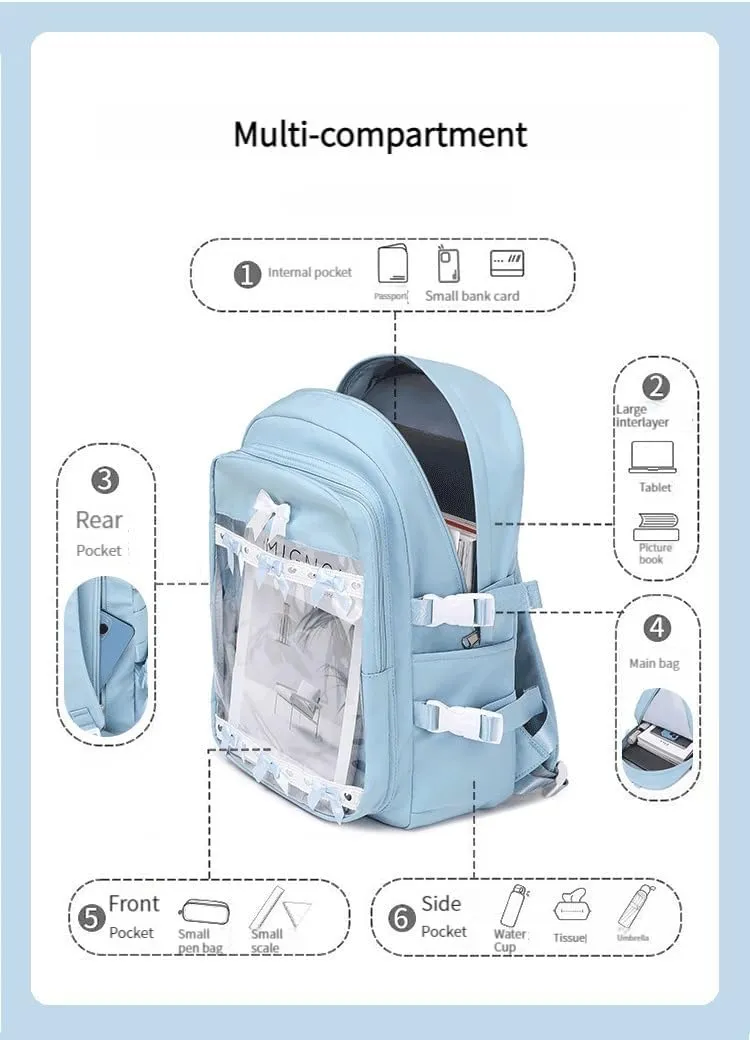 Cute Grunge Backpack Women Men, Ita Bag Kawaii Backpack with Kawaii Pins Accessories Aesthetic Daypack Christmas Gifts