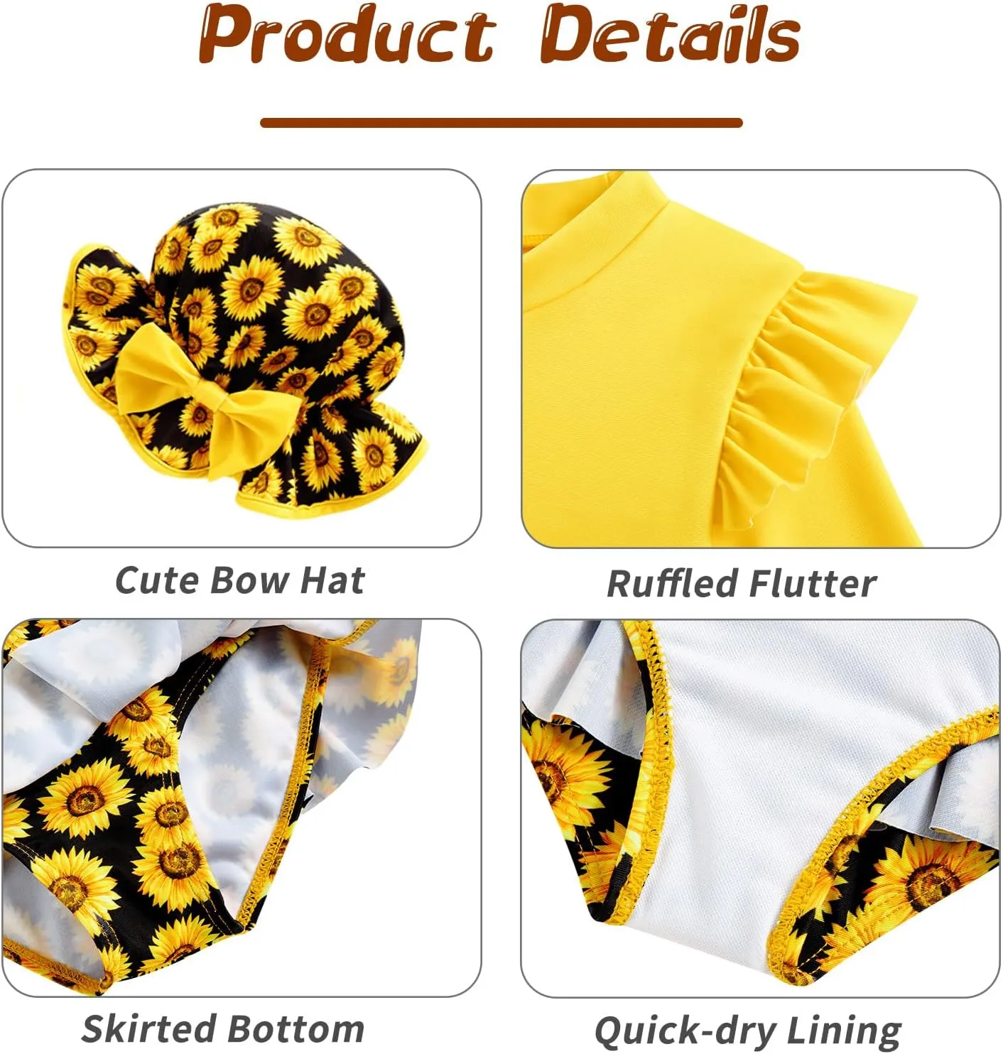 Cutemile Little Girls Rash Guard Set 3 Piece Swimsuit with Hat UPF 50  Long Sleeve Swimwear 1-6 Years