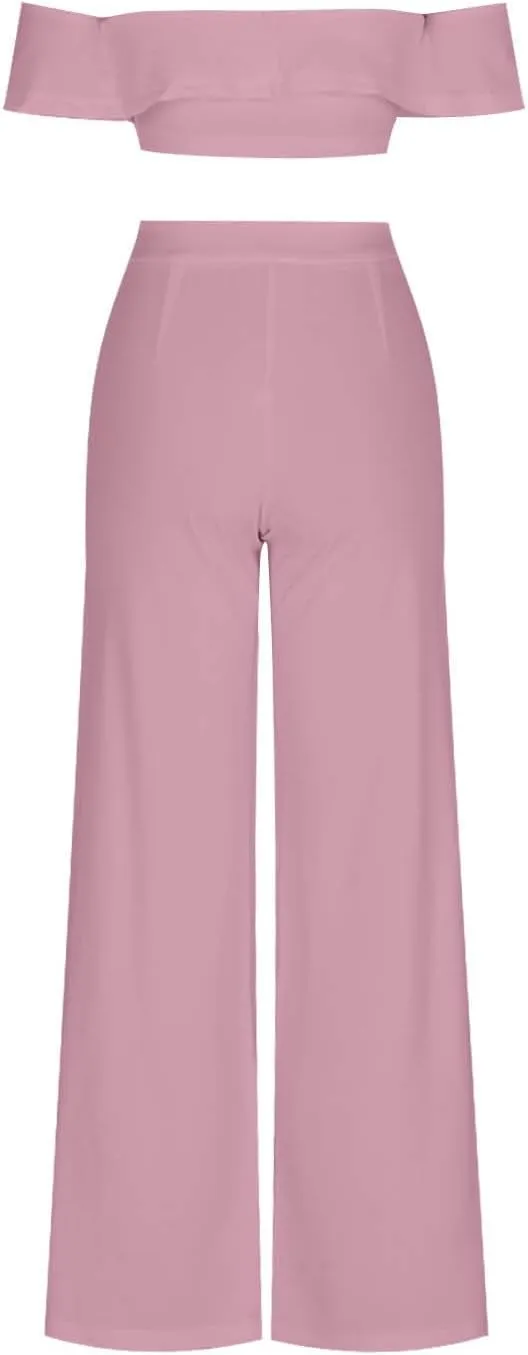 DDAPJ pyju Women's 2 Piece Outfits Y2K Sexy Ruffle Crop Tube Tops and High Waisted Pants Suit Elegant Party Clubwear