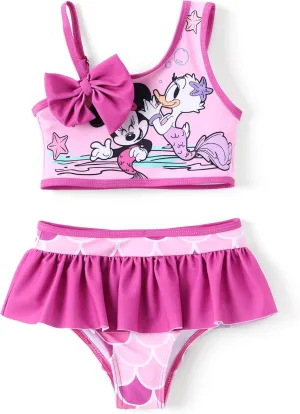 Disney Mickey and Friends Girls 2 Piece Tankini Bathing Suits Summer Rash Guard Swimwear