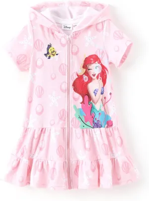 Disney Princess Frozen Stitch Minnie Girl Swim Cover Up Swimwear Terry Cloth Swimsuit Coverup Zip-up Bathing Suit Wrap Hooded