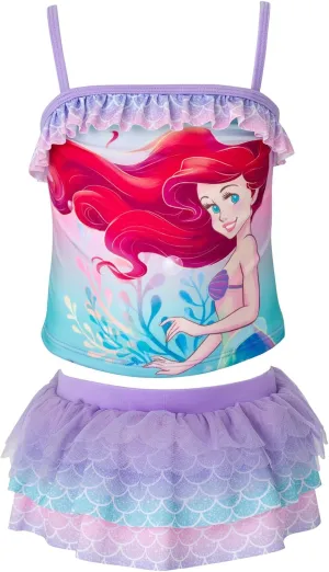 Disney Princess Girls UPF 50  Tankini Top and Swim Skirt Swimsuit Set Toddler to Big Kid Sizes (2T - 10-12)