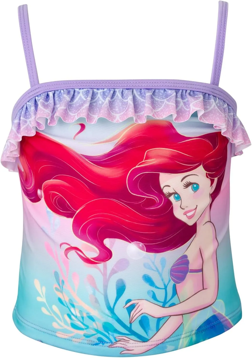 Disney Princess Girls UPF 50  Tankini Top and Swim Skirt Swimsuit Set Toddler to Big Kid Sizes (2T - 10-12)