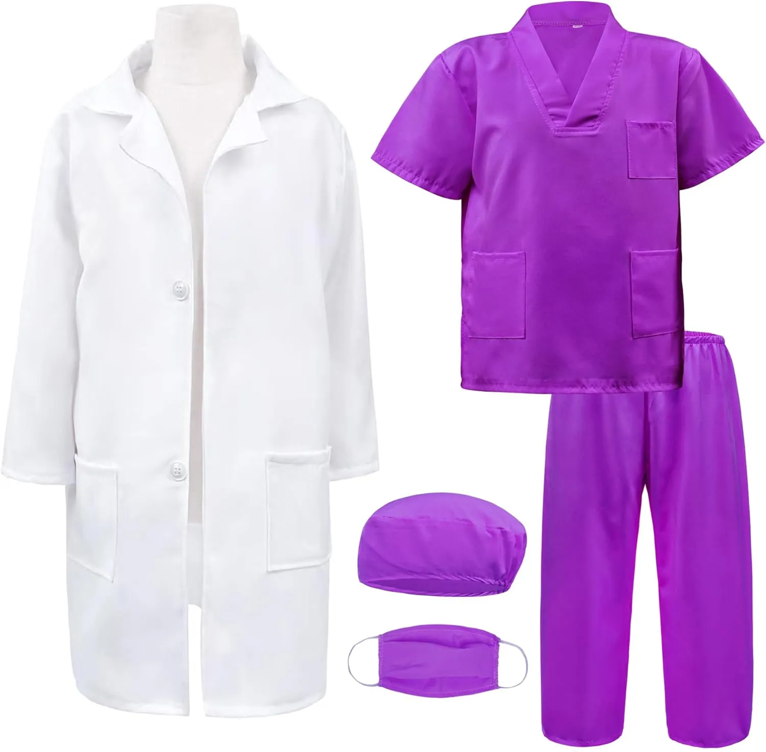 Doctor Costume for Kids Lab Coat & Scrubs Set with Accessories for Play & Dress-Up Age 3-12