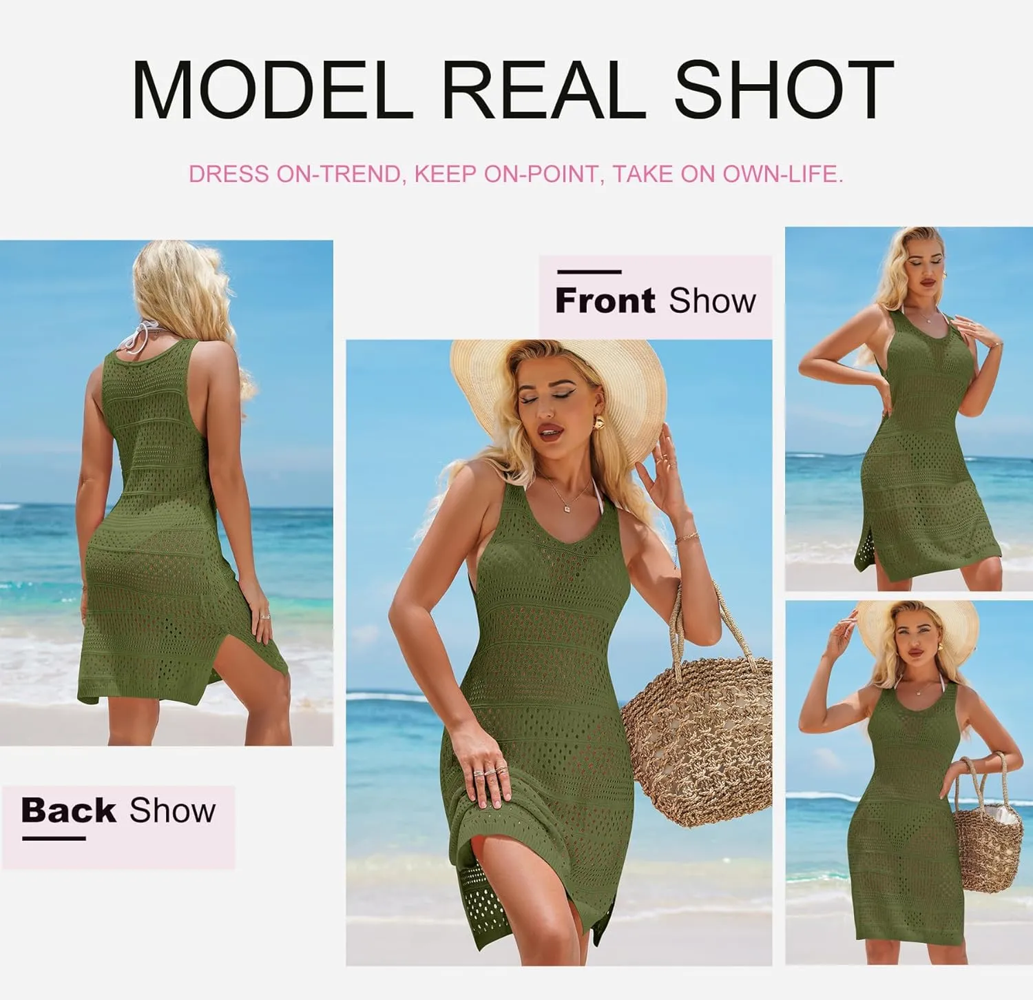 Dokotoo Womens Swimwear Cover Ups 2025 Summer Crochet Hollow Out Knit Bathing Suit Beach Dresses