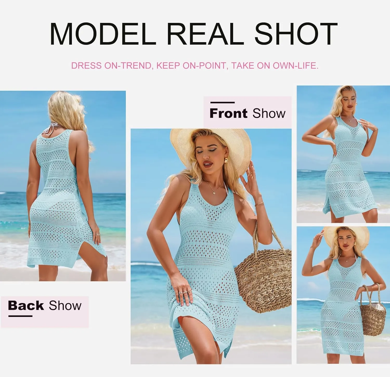Dokotoo Womens Swimwear Cover Ups 2025 Summer Crochet Hollow Out Knit Bathing Suit Beach Dresses