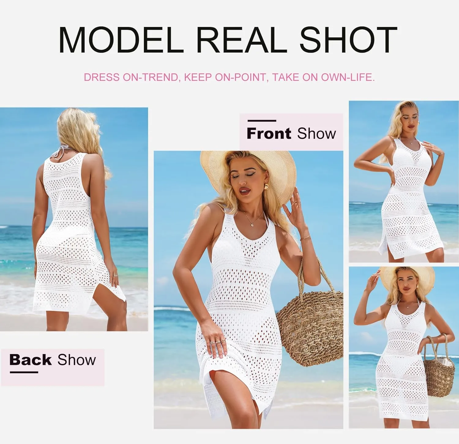 Dokotoo Womens Swimwear Cover Ups 2025 Summer Crochet Hollow Out Knit Bathing Suit Beach Dresses