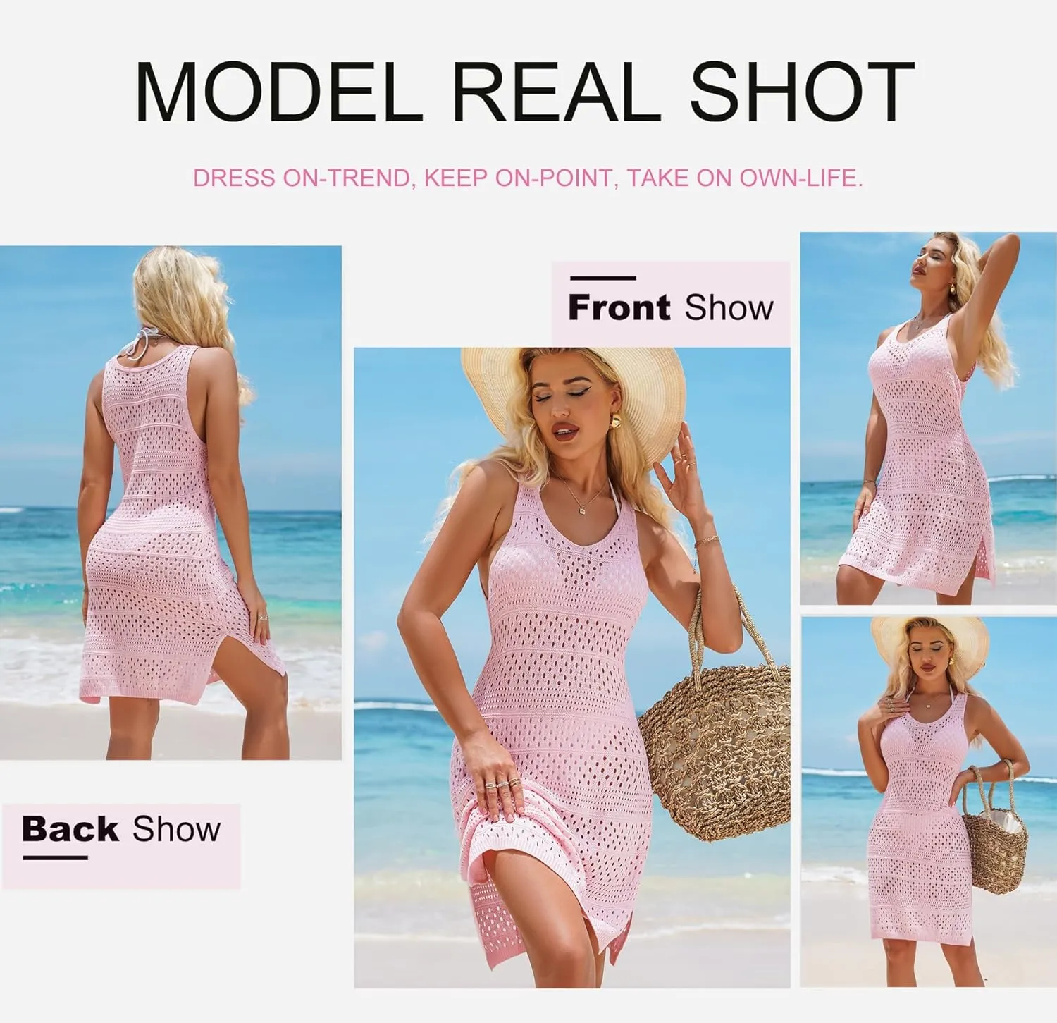 Dokotoo Womens Swimwear Cover Ups 2025 Summer Crochet Hollow Out Knit Bathing Suit Beach Dresses
