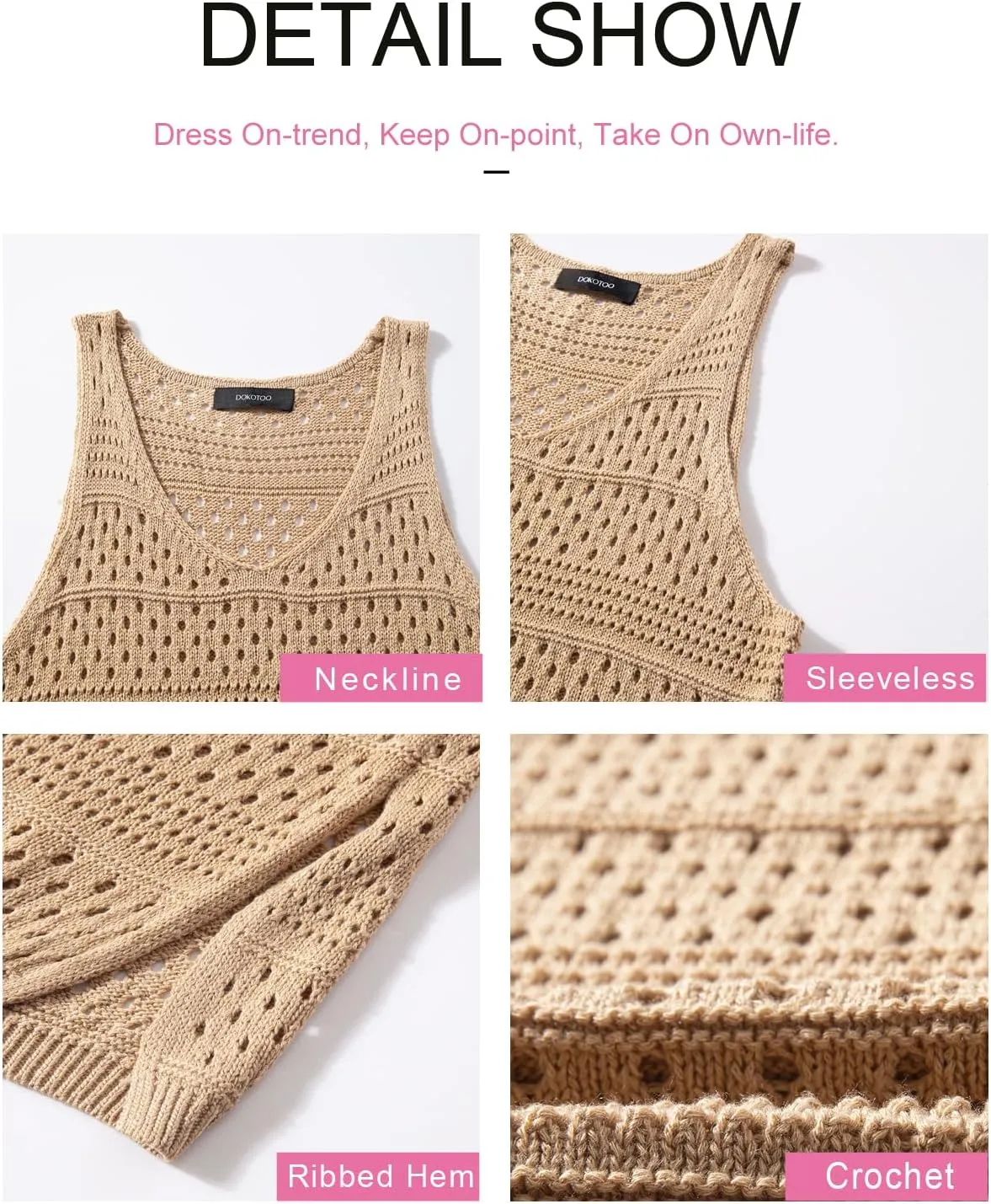 Dokotoo Womens Swimwear Cover Ups 2025 Summer Crochet Hollow Out Knit Bathing Suit Beach Dresses
