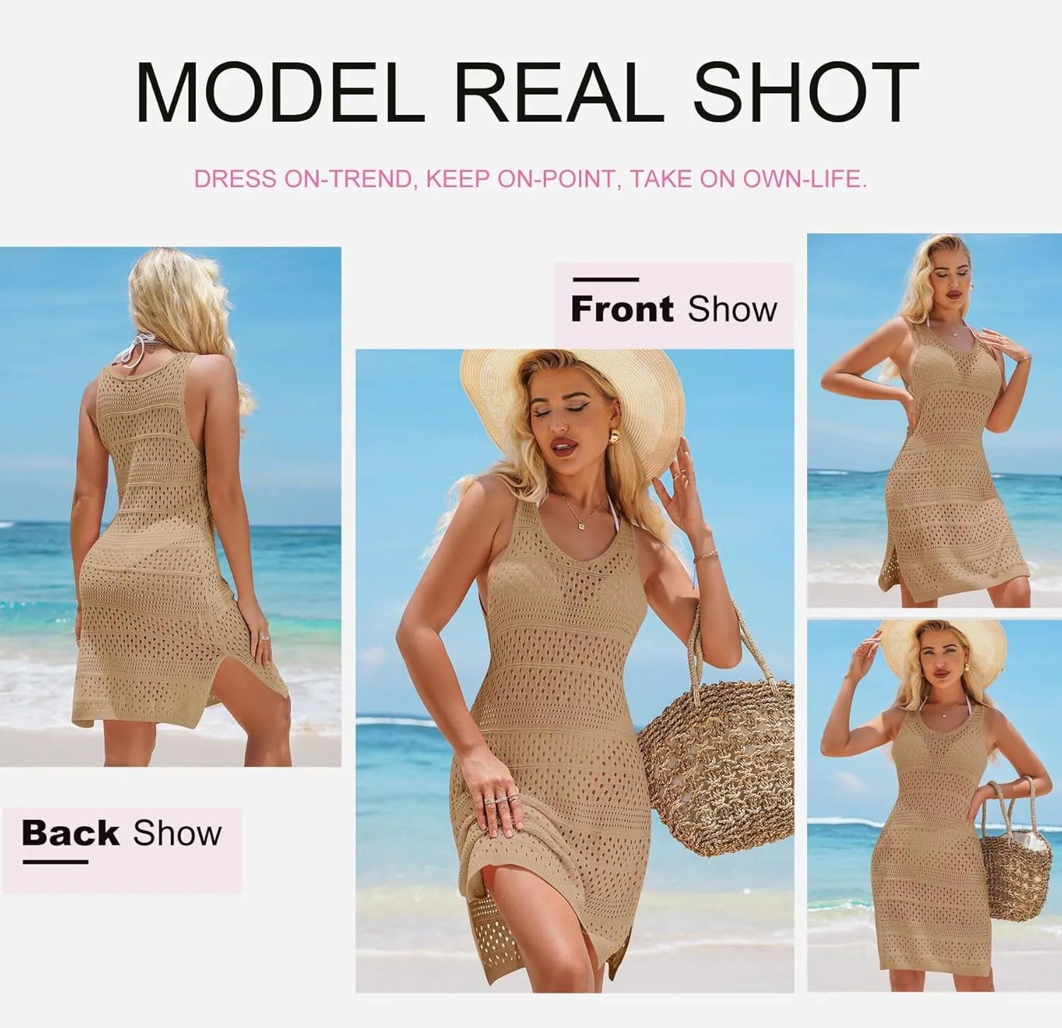 Dokotoo Womens Swimwear Cover Ups 2025 Summer Crochet Hollow Out Knit Bathing Suit Beach Dresses