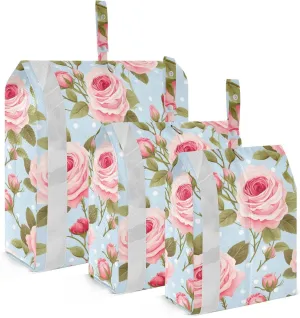 Dots Pink Roses Packing Cubes for Travel 3 Set Compression Packing Cubes Luggage Accessories for Suitcase