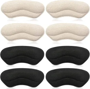 Dr. Foots Heel Grips for Kids and Women, Self-Adhesive Heel Cushion Inserts for Girls and Boys Prevent Heel Slipping, Rubbing, Blisters, Foot Pain - 4pairs (Beige Black)