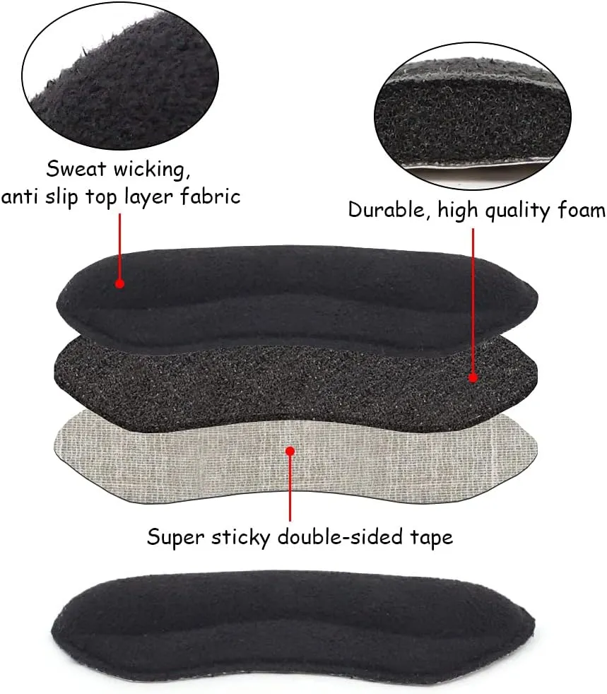 Dr. Foots Heel Grips for Kids and Women, Self-Adhesive Heel Cushion Inserts for Girls and Boys Prevent Heel Slipping, Rubbing, Blisters, Foot Pain - 4pairs (Beige Black)