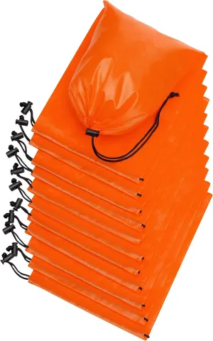 Drawstring Bag - Nylon Cinch and Ditty Stuff Pouch with Toggle (7 x 9-12 pack, Orange)