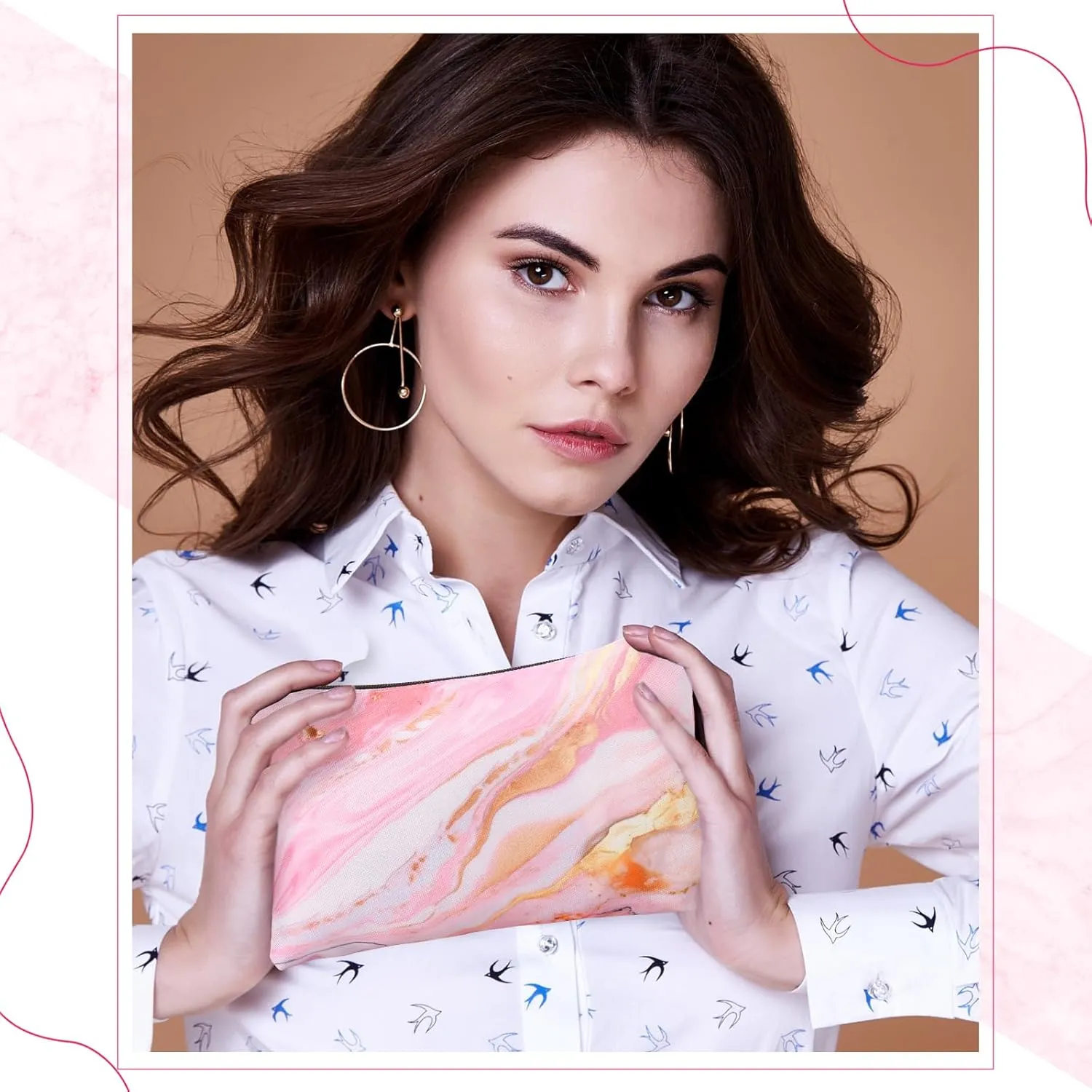 Eccliy 20 Pcs Marble Makeup Bag Cosmetic Bag Canvas Gifts Marble Themed Accessories for Girls Toiletry Pouch with Zipper for Women Party Shopping Home Travel, 8 x 5 Inch