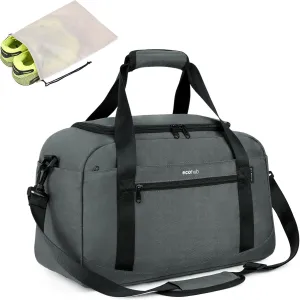 ECOHUB Small Gym Bag 15 inch Mini Travel Duffel Bag with Wet Pocket & Shoes Bag Underseat Carry On Lightweight Waterproof Personal Item Bag, Gray (Patent Pending)