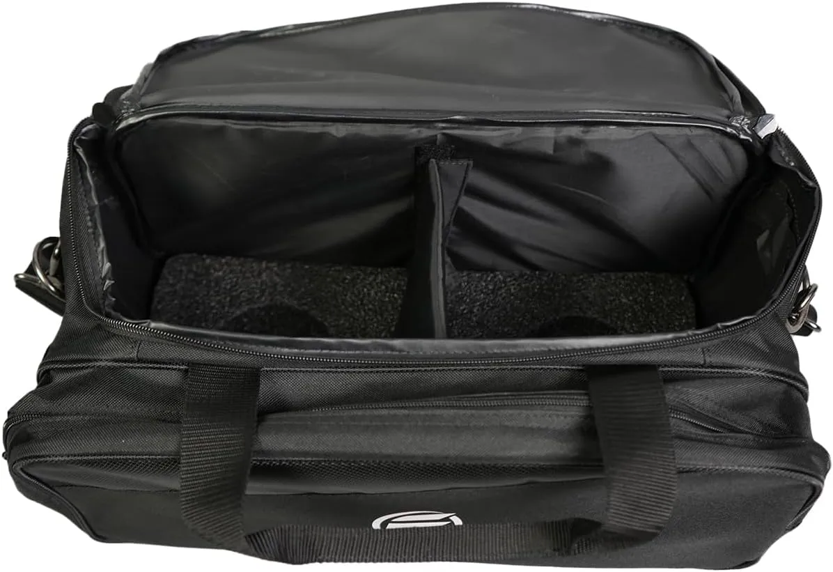 ELITE Deluxe 2 Ball Plus Double Tote Bowling Bag with Shoe Storage Pocket