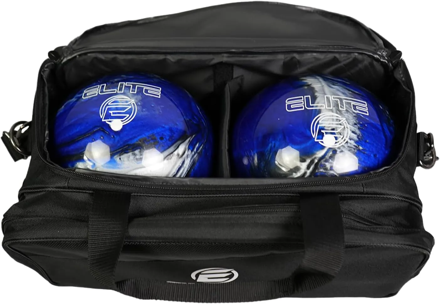 ELITE Deluxe 2 Ball Plus Double Tote Bowling Bag with Shoe Storage Pocket