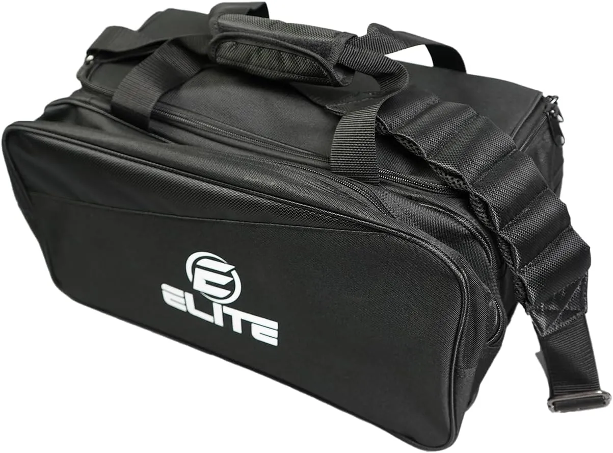 ELITE Deluxe 2 Ball Plus Double Tote Bowling Bag with Shoe Storage Pocket