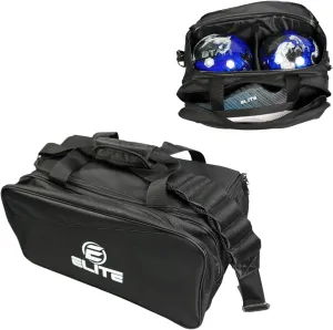ELITE Deluxe 2 Ball Plus Double Tote Bowling Bag with Shoe Storage Pocket
