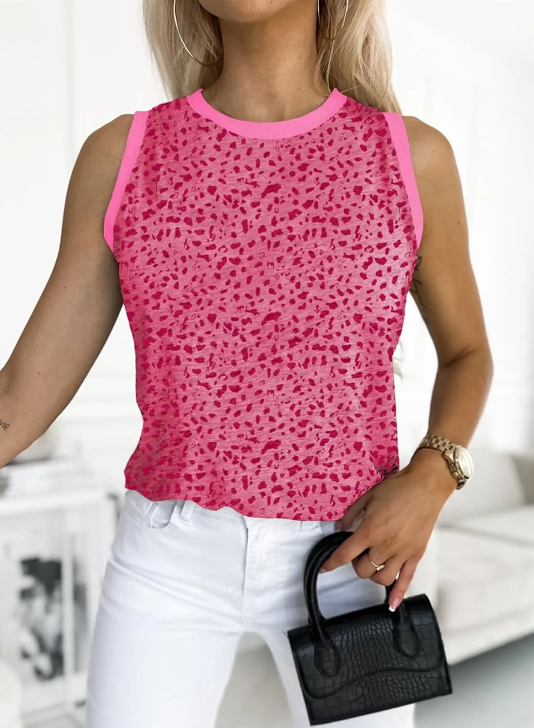 EVALESS Tank Tops for Women 2025 Spring Summer Outfits Cute Polka Dots Sleeveless Tops Loose Fit Shirts