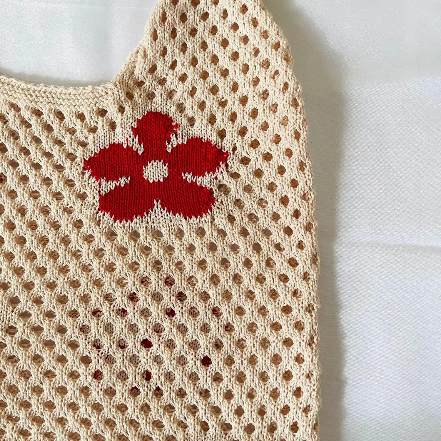 Fairycore Flower Hollow Crochet Tote Bag Big Capacity Shopping Shoulder Bags Women Y2K Aesthetic Cutecore Accessories