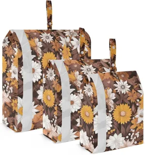 Fall Flower Packing Cubes for Travel 3 Set Compression Packing Bags Suitcase Organizer Bags for Travel Accessories