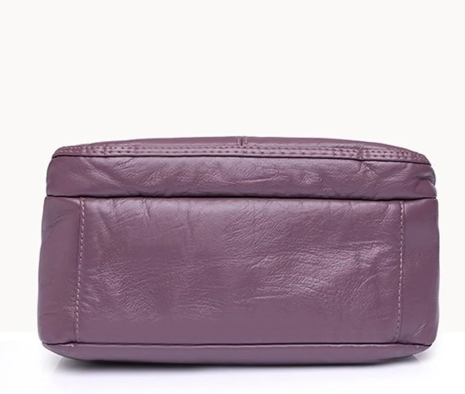 Fashion Casual Women's Retro Soft Leather Zipper Double Pocket Shoulder Messenger Bags Rustic (Purple, One Size)
