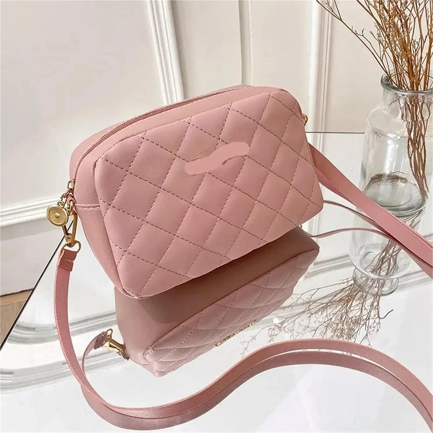 Fashion Women's Small Crossbody Bag PU Leather Messenger Bag Zipper Handbag Purse Summer Travel Bag for Female