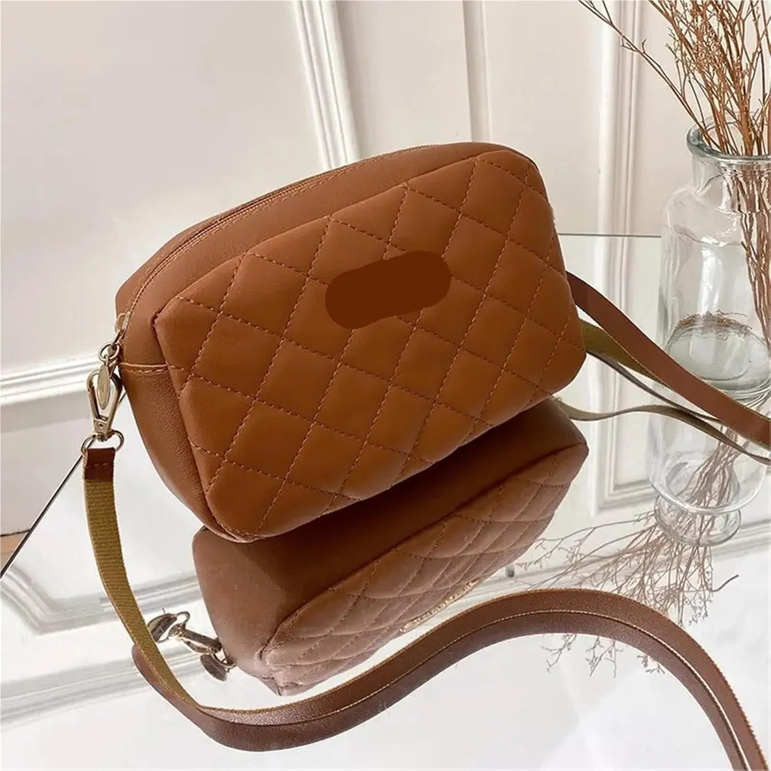 Fashion Women's Small Crossbody Bag PU Leather Messenger Bag Zipper Handbag Purse Summer Travel Bag for Female